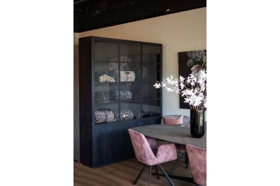 EGK092 Glaskast eiken rustiek PUUR/DUNE 3drs eiken/ 3drs metaal (230x183x40 cm) 