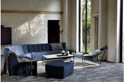 ETHNICRAFT N701 SOFA - FOOTSTOOL - BLUE 70x70x43 20072