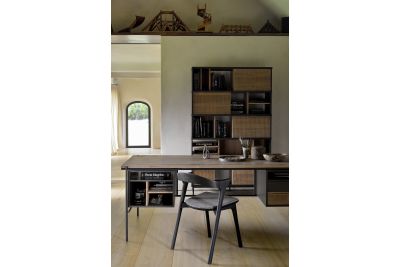 ETHNICRAFT TEAK OSCAR RACK - 5 SLIDING DOORS 120x40x195 WITH BLACK METAL LEGS 10144 