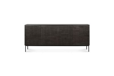 ETHNICRAFT DARK TEAK GROOVES SIDEBOARD-4 DOORS 