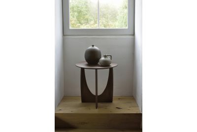 ETHNICRAFT TEAK BROWN GEOMETRIC SIDE TABLE 51x51