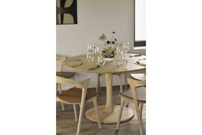 ETHNICRAFT OAK TORSION ROUND DINING TABLE 127x127
