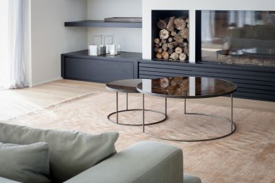 ETHNICRAFT NESTING COFFEE TABLE SET OF 2 - BRONZE  61 x 61 x 36 / 92 x 92 x 41 20700