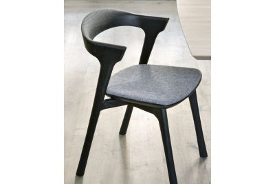 ETHNICRAFT BLACK OAK BOK DINING CHAIR - GREY FABRIC 51493