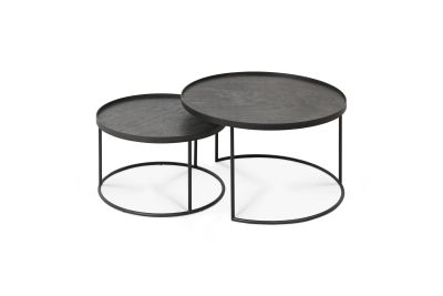  ETHNICRAFT TRAY ROUND COFFEE TABLE SET 62x62x31