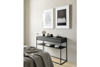 ETHNICRAFT BLACK OAK MONOLIT CONSOLE - 2 DRAWERS