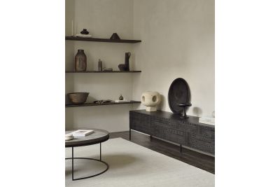 ETHNICRAFT TABWA TV CUPBOARD 1 DOOR-2 DRAWERS 240x45x51 WITH A VENEER FRAME AND METAL LEGS 12195