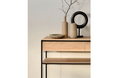 ETHNICRAFT OAK MONOLIT CONSOLE 2 DRAWERS 122x40x85