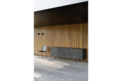 ETHNICRAFT GRAPHIC SIDEBOARD-4 DOORS 224x45x80 WITH VENEER FRONT PANEL AND BLACK METAL LEGS 10061