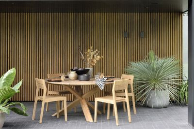 ETHNICRAFT TEAK CIRCLE OUTDOOR DINING TABLE 163