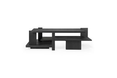ETHNICRAFT TEAK ABSTRACT BLACK COFFEE TABLE 140
