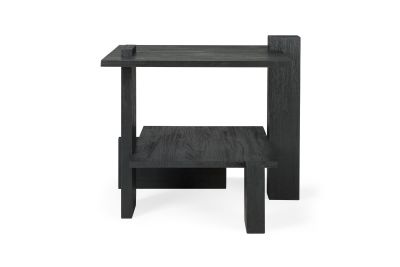 ETHNICRAFT TEAK ABSTRACT BLACK SIDE TABLE 56x52x49