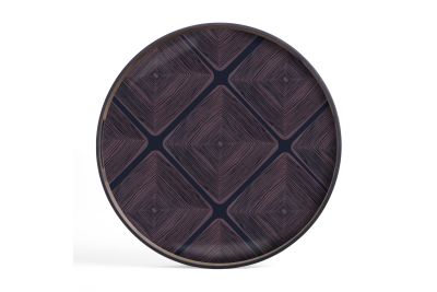 ETHNICRAFT LINEAR SQUARES TRAY- GLASS- MIDNIGHT-48