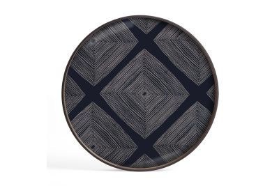 ETHNICRAFT LINEAR SQUARES TRAY GLASS INK L 61x61x4