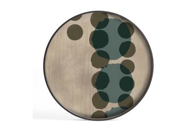 ETHNICRAFT LAYERED DOTS TRAY-GLASS-SLATE-L 61x61x4