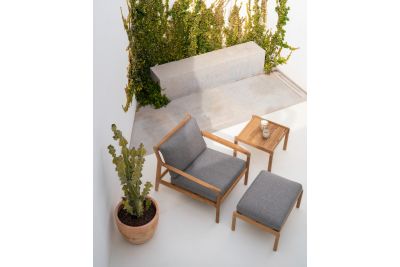 ETHNICRAFT JACK OUTDOOR VOETENBANK TEAK | MOCHA KUSSEN | ZIHOOGTE 40 CM | 71X54X40