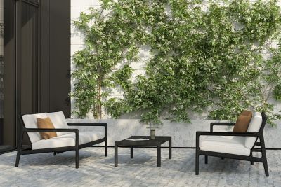 ETHNICRAFT JACK OUTDOOR BANK TEAK BLACK - OFF WHITE FABRIC 265X90X73 10233