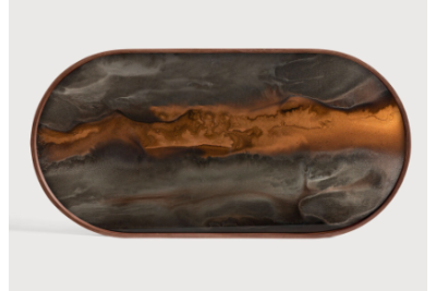  ETHNICRAFT BRONZE ORGANIC TRAY - MEDIUM OBLONG