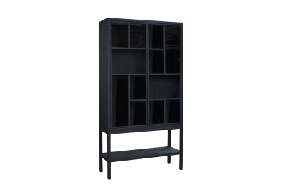 Design Dune Glaskast met zwart stalen onderstel