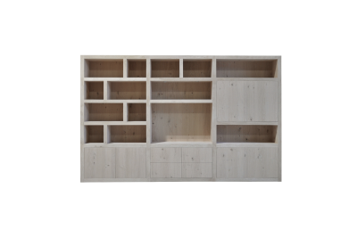 Maatwerkkast eiken rustiek HELDER bestaand  uit 3kasten (A+B+C)gekoppeld- dubbelwandig
bestaad uit 3kasten (A+B+C)gekoppeld- dubbelwandig