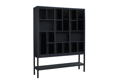 Design Dune Glaskast met zwart stalen onderstel