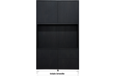 Deel kast 4lade-tv gedeelte-2drs (uit 1geheel)-tv vak 127x80cm 230x135x40