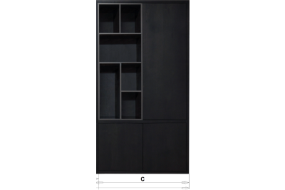 Deel kast 3drs-1drs glas versprongen (uit 1geheel) 230x125x40