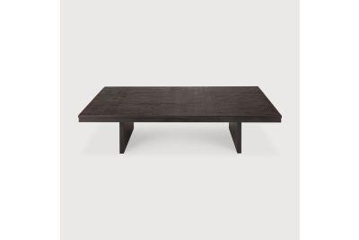 GROOVES COFFEE TABLE - VARNISHED TEAK - OFF BLACK - RECTANGULAR 140 x 110 x 34	     12256