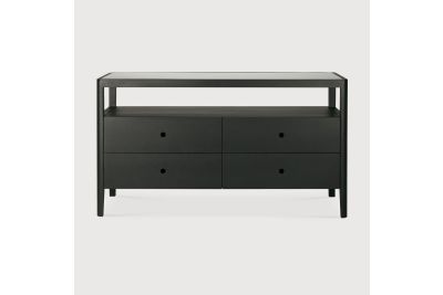 SPINDLE DRESSER - VARNISHED OAK - BLACK - 4 DRAWER