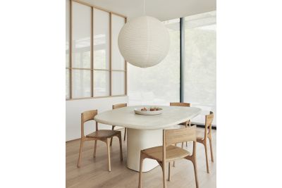 ELEMENTS DINING TABLE - VARNISHED MICROCEMENT - OFF WHITE - PEBBLE SHAPE 200 X 143 X 76 26426