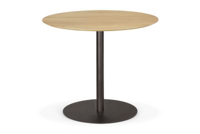 BLEND DINING TABLE - VARNISHED OAK TOP - DARK BRONZE BASE - ROUND 90 X 90 X 76 51948