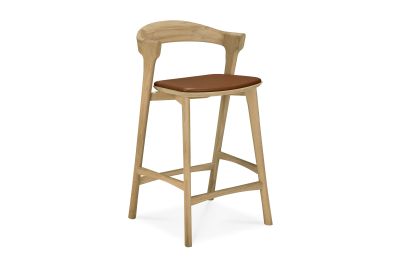 BOK COUNTER STOOL - VARNISHED OAK - COGNAC LEATHER 50 X 50 X 93 51564
