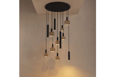 RIVA HANGLAMP Ø95 CM 12 LAMPEN PLATINUM
