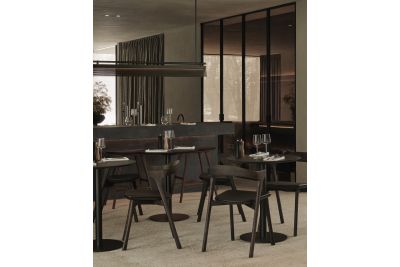 BLEND DINING TABLE VARNISHED OAK BROWN TOP BRONZE 90 x 90 x 76