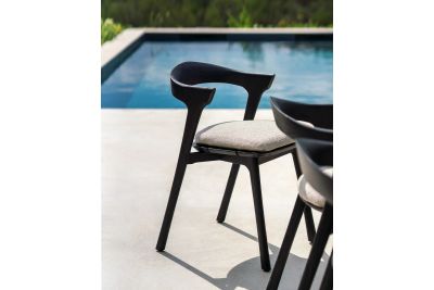 ETHNICRAFT TEAK BOK OUTDOOR DINING CHAIR VARNISHED TEAK BLACK - NATUREL FABRIC 50x54x76 10363