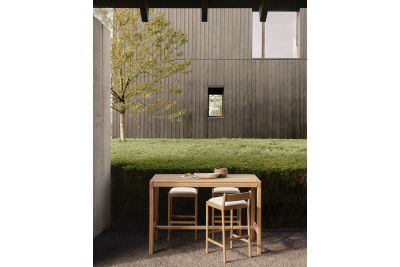 ETHNICRAFT JACK OUTDOOR BAR STOEL TEAK OFF WHITE FABRIC 10426 