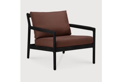 ETHNICRAFT JACK OUTDOOR LOUNGE STOEL TEAK BLACK BURGUNDY FABRIC 76 x 90 x 74 10432