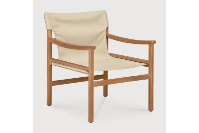 ETHNICRAFT SAFARI OUTDOOR LOUNGE CHAIR TEAK - DUNE FABRIC - REMOVABLE COVER 10421