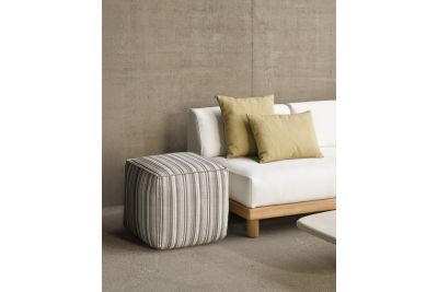ETHNICRAFT ZAHAR OUTDOOR POEF GREY STRIPE 50 x 50 x 45 20183
