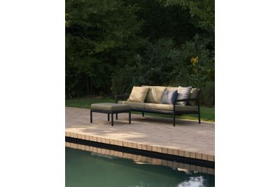 ETHNICRAFT JACK OUTDOOR 2 ZITS BANK TEAK BLACK GREEN FABRIC 180 x 90 x 74 10437