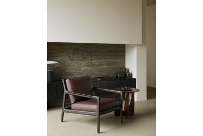 JACK LOUNGE CHAIR - VARNISHED MAHOGANY BURGUNDY LEATHER 69 x 87 x 74 35106
