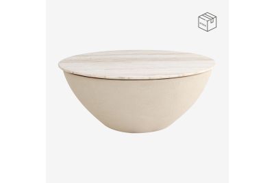 BRUXELLES COFFEE TABLE | BEIGE TRAVERTINE BLAD Ø100x33h