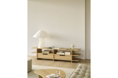 KABUKI TV CUPBOARD - VARNISHED OAK 2 DRAWERS 200 x 45 x 48 CM 51792