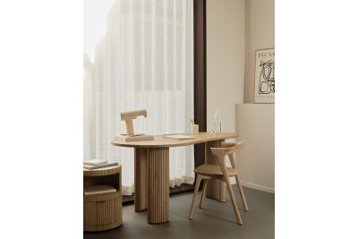 BOOMERANG DESK - VARNISHED OAK - PEBBLE SHAPE 200 x 100 x 75 CM 50795