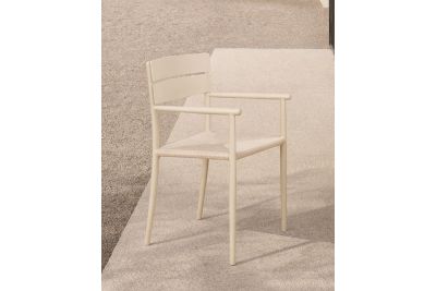 ETHNICRAFT ELIN OUTDOOR DINING CHAIR ALUMINIUM SAND WITH ARM 60574 52 x 57 x 84 CM