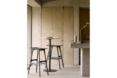 BLEND BAR TABLE MICROCEMENT OFF WHITE TOP TOP BRONZE BASE 26517 70 x 70 x 108