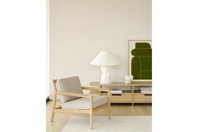 JACK LOUNGE CHAIR - VARNISHED OAK - IVORY FABRIC 50493