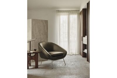 ETHNICRAFT BARROW LOUNGE CHAIR - GREEN LEATHER 20158 STEEL LEGS
