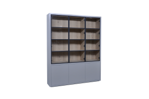 EGK092 Glaskast eiken rustiek PUUR/DUNE 3drs eiken/ 3drs metaal (230x183x40 cm) 