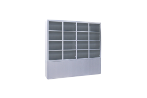 EGK093 Glaskast eiken rustiek PUUR/DUNE 4drs eiken/ 4drs metaal (230x241x40 cm)